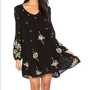 Oxford Embroidered Mini Dress in Black Combo